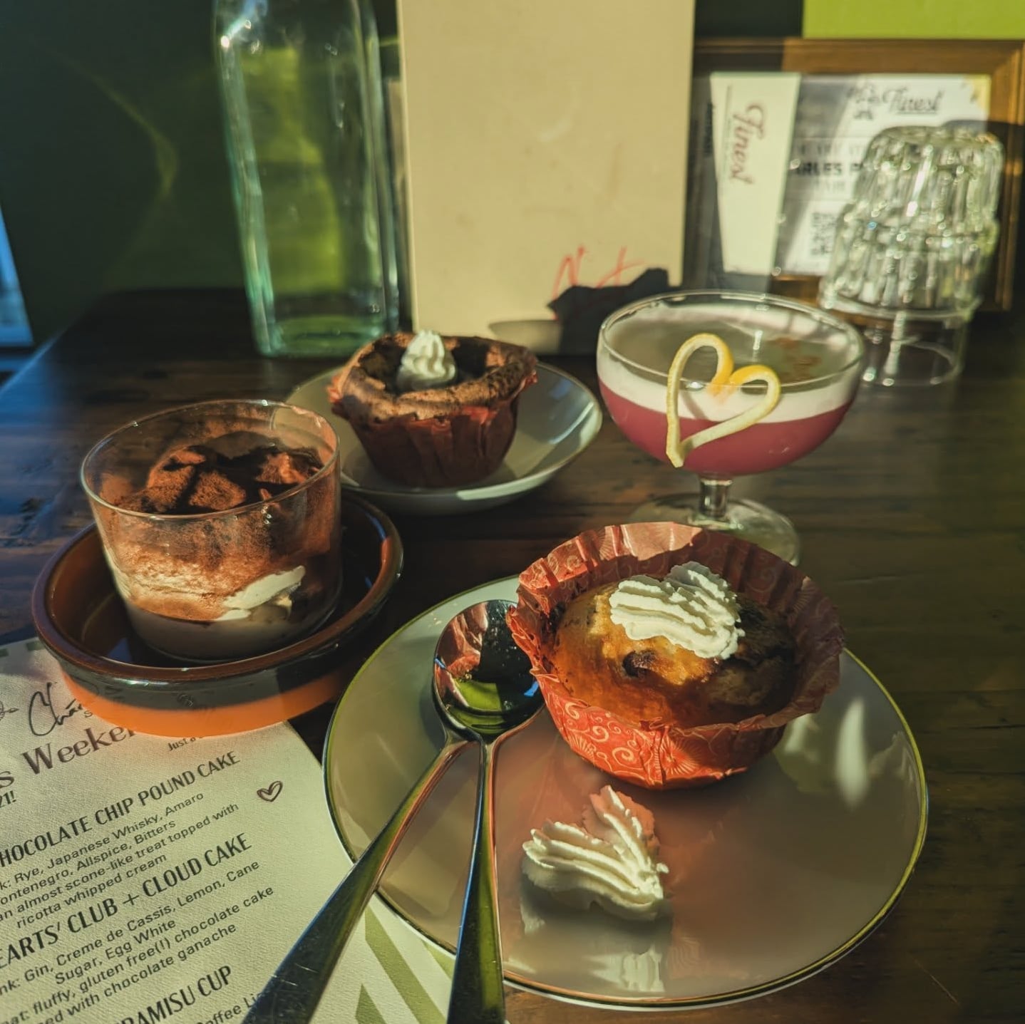 Signature craft cocktail paired with house-made dessert specials.