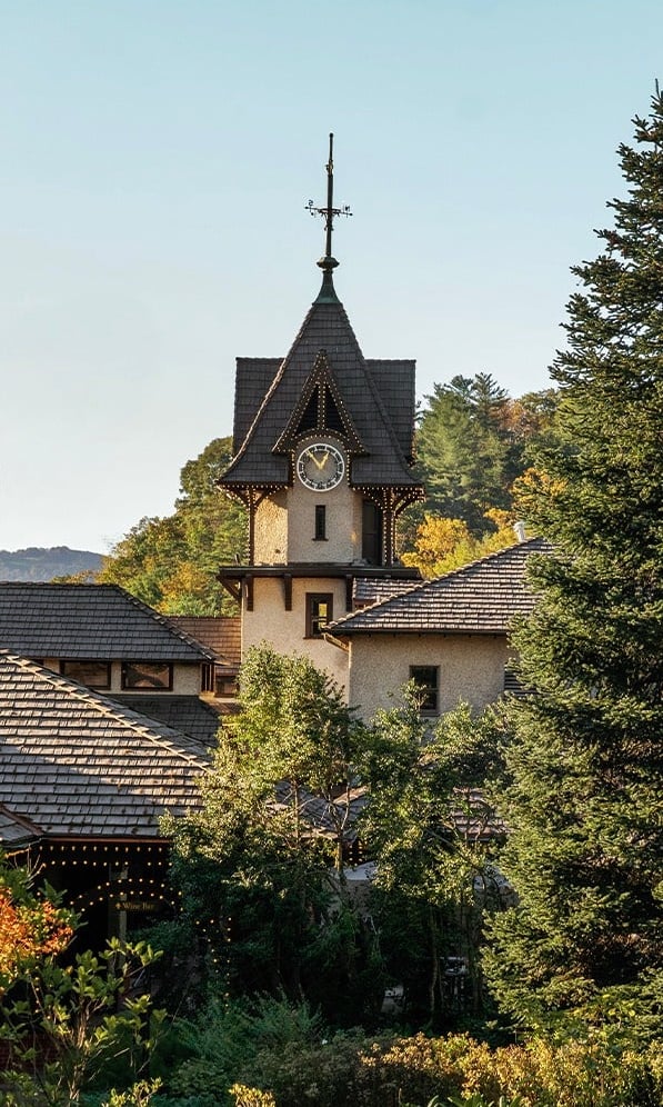 Iconic clock tower of the Inn on Biltmore Estate