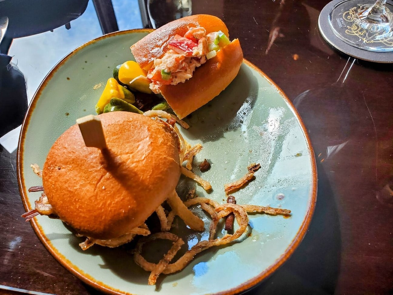 Lobster roll and smash sliders from the Library Lounge all-day menu