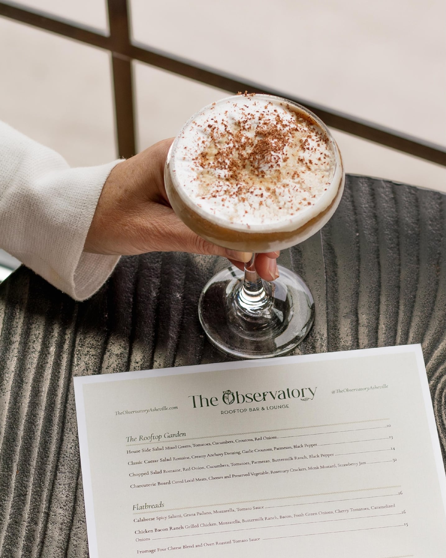 Specialty cocktail served at The Observatory Rooftop Bar & Lounge.
