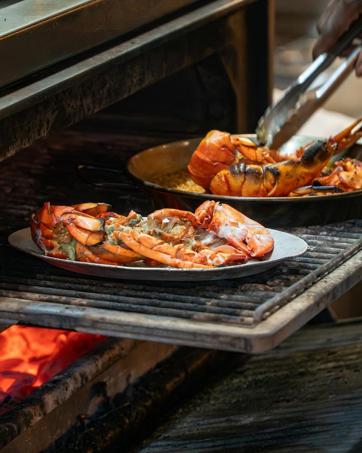 Lobster tails char-grilled over an open flame