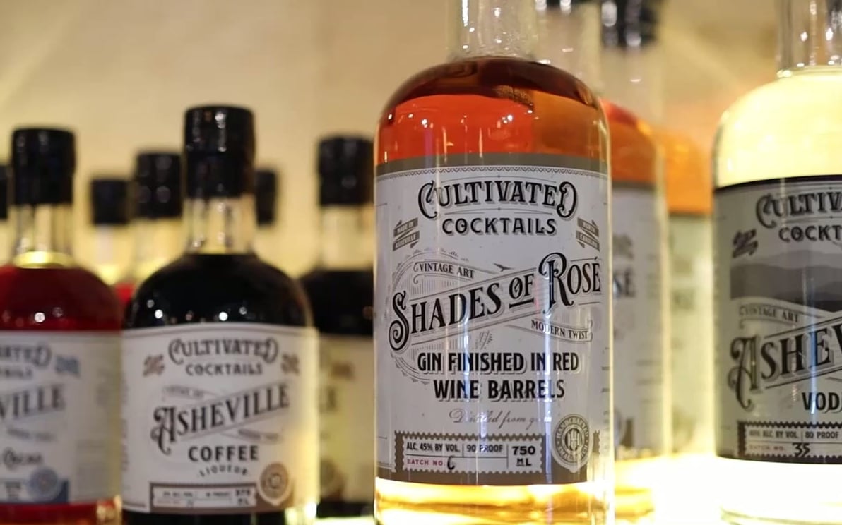Premium spirits collection on display at the bar
