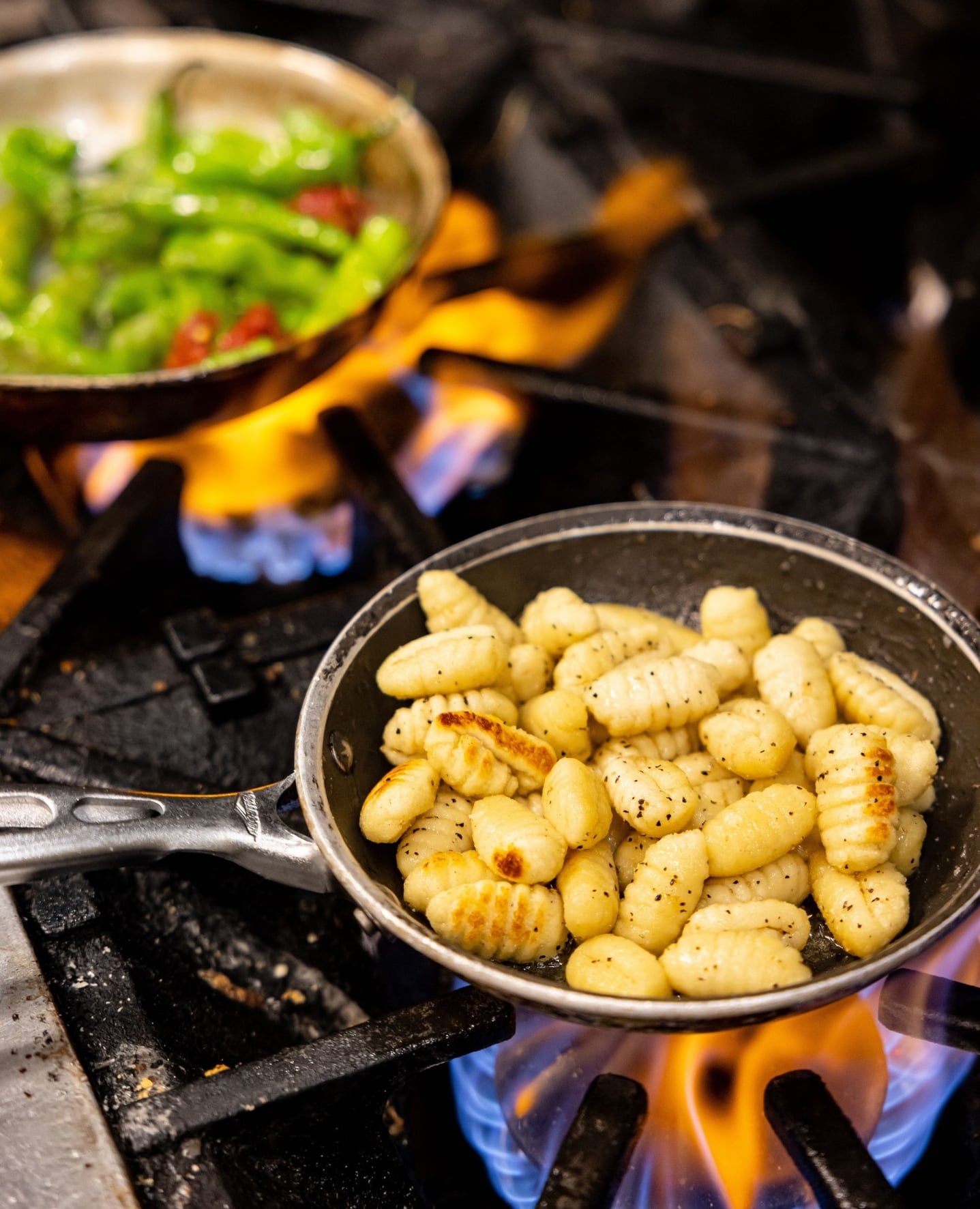 Live open-fire cooking in the kitchen