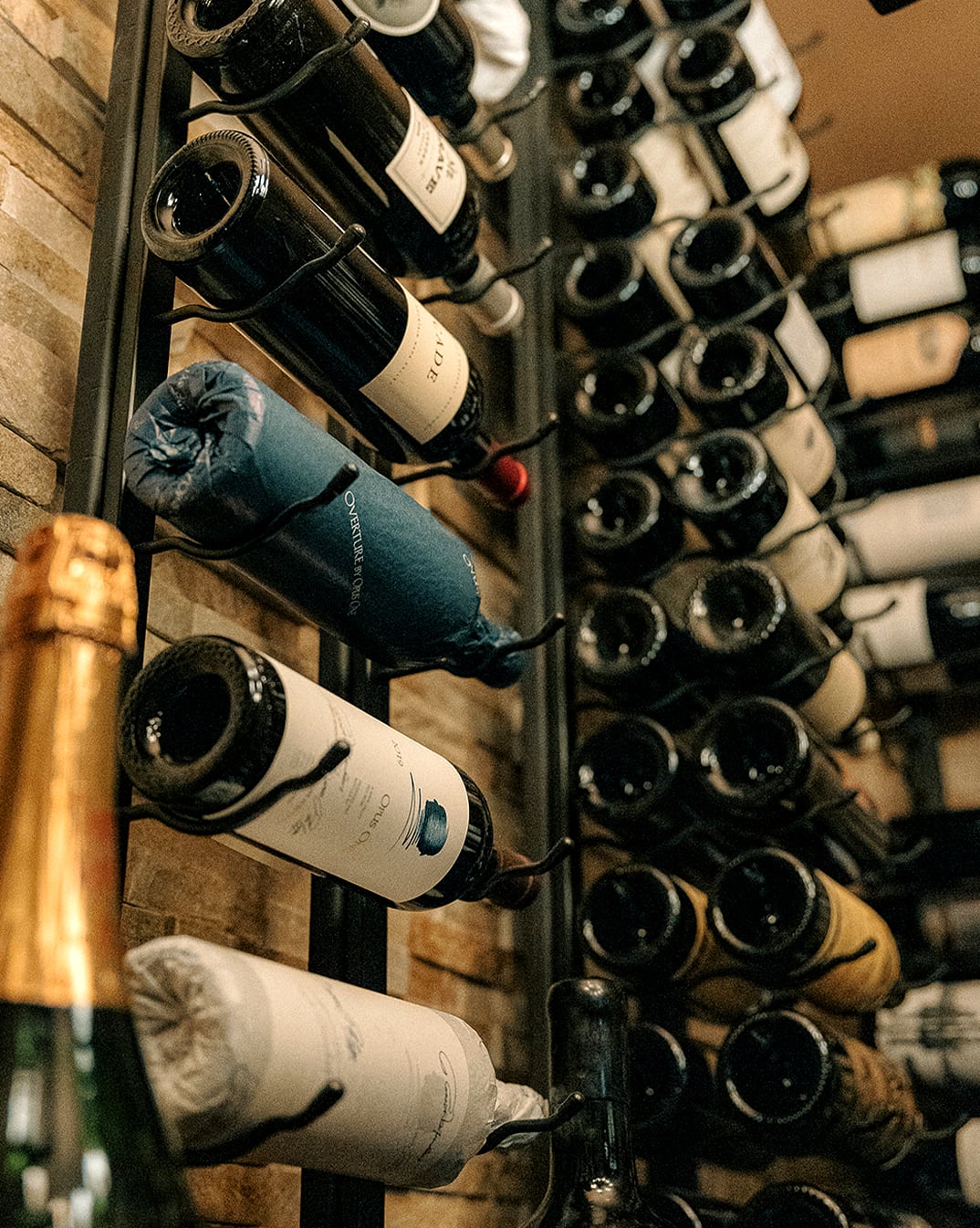Extensive wine selection in venue cellar